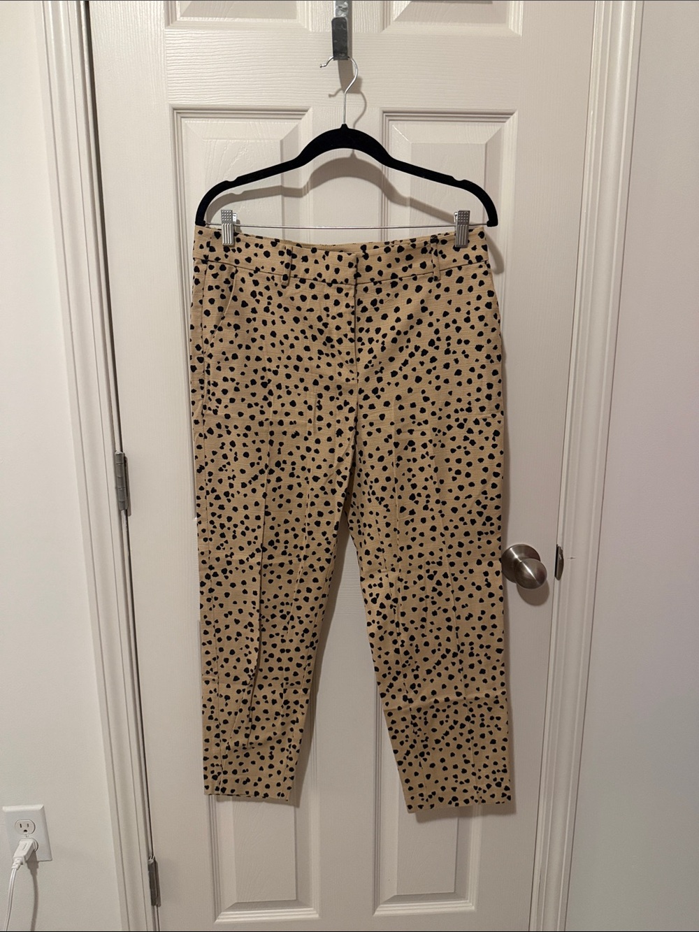 LOFT Tan Chino Pants with Black Dot Print